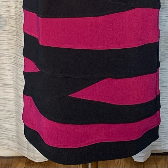 JS Collection purple with black bandage straps sleeveless sheath dress. - Picture 4 of 16